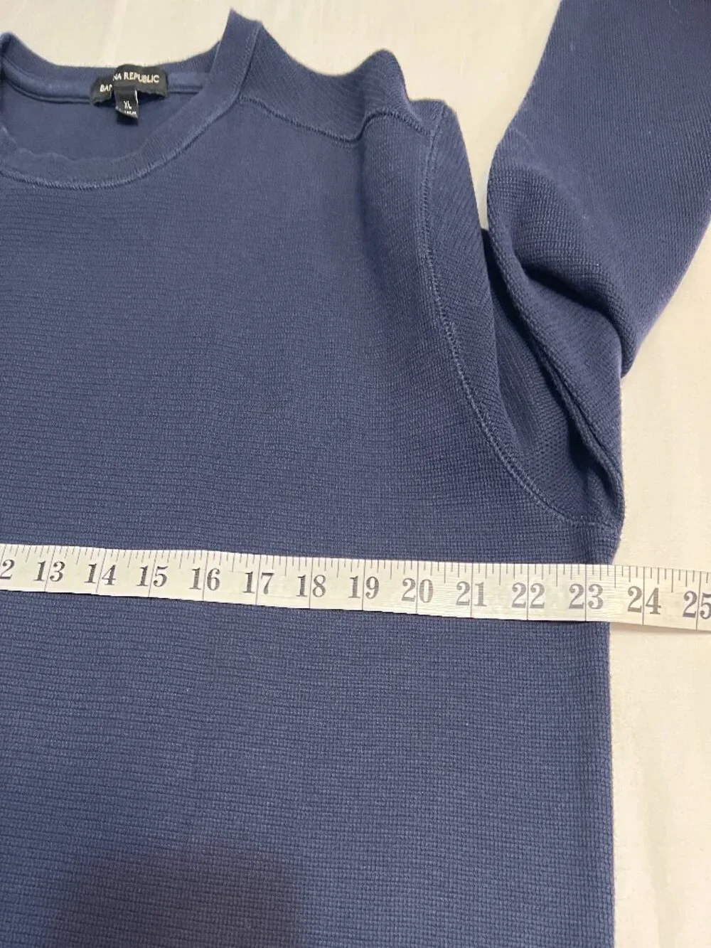 Banana Republic Mens XL Navy Waffle Knit Thermal Shirt Long Sleeve Crew Neck